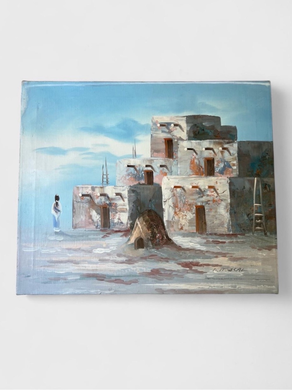 K Mescal Southwestern Pueblo Living Original Painting. 20x24
